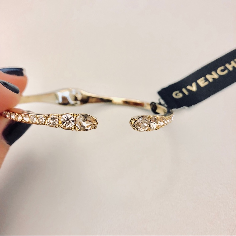 GIVENCHY Gold Crystal Hinged Cuff Bracelet *NWOT